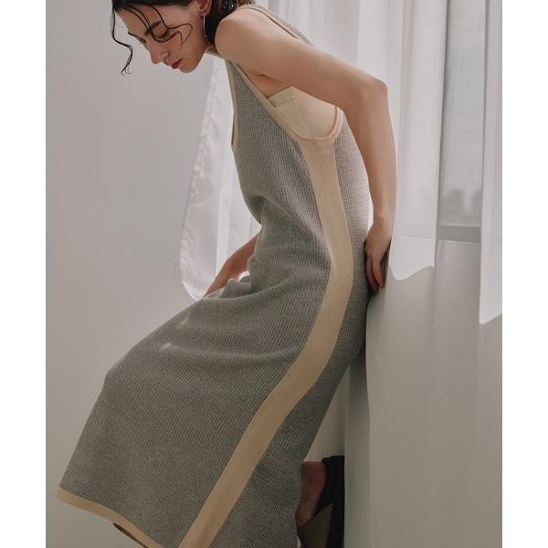 ワンピース 前後2WAY ラインニットワンピ