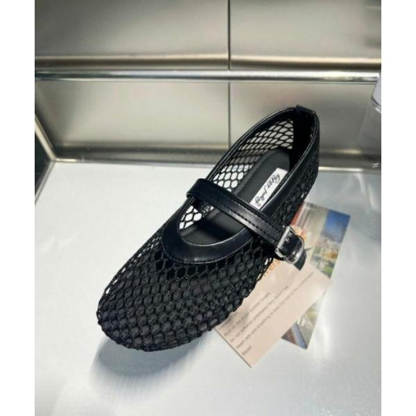 バレエシューズ パンプス ベルトメッシュ バレエシューズ