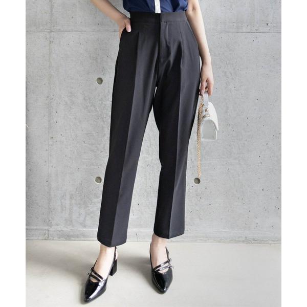 パンツ 「低身長サイズ有」前ジップストレッチテーパードパンツ「オフィスカジュアル 骨格ストレート」「...