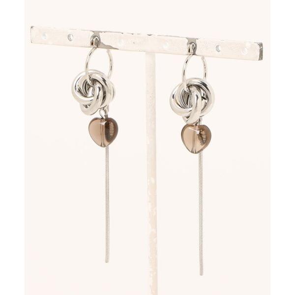 ピアス 「Withy」ハートのスモーキークォーツとチェーンのフープピアス / connection(...