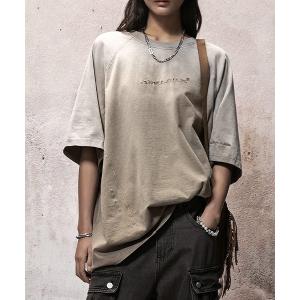tシャツ ASH ヴィンテージウォッシュ ヘビーウェイトコットン ルーズ Tシャツ メンズ レディース