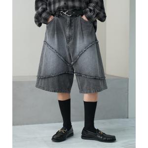ハーフパンツ ワイドパンツ ジーンズ Fring...の商品画像