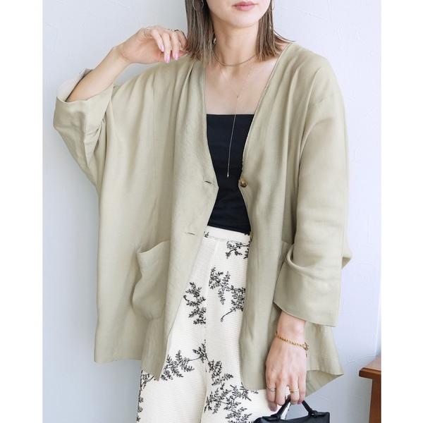 ジャケット ノーカラージャケット シアードルマンジャケット レディース