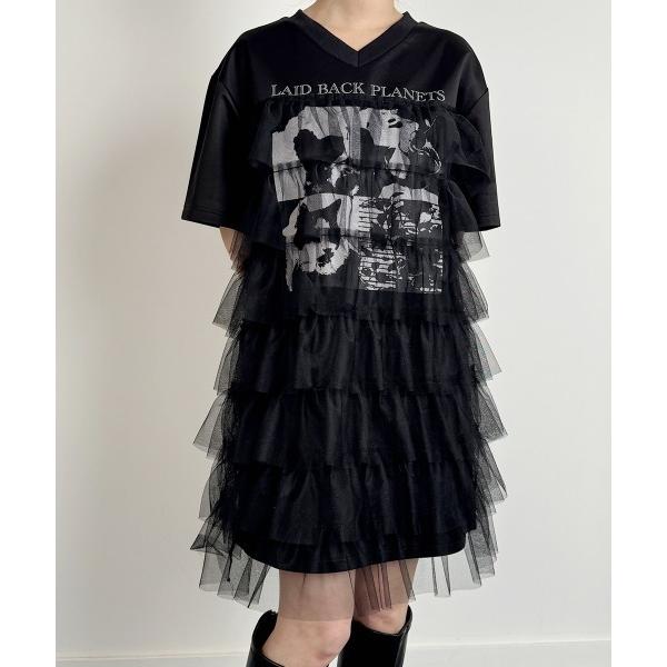 tシャツ Tulle Layered Graphic Long T-shirt / チュールレイヤー...