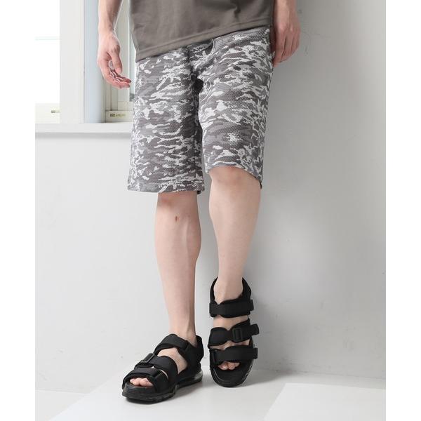 パンツ リップル素材 総柄ハーフパンツ メンズ レディース