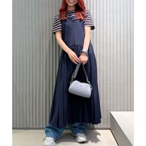 ラコステ ワンピース 夏 レーザーカットドットライン ロングプリーツストラップドレス / ワンピース