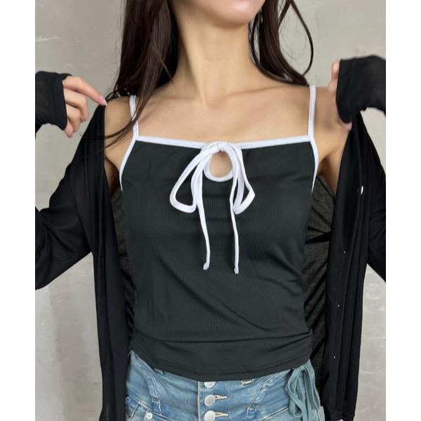 キャミソール バイカラー リボン 配色 キャミソール