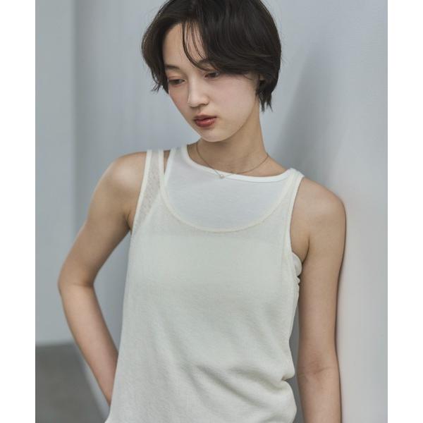 タンクトップ ノースリーブ 異素材レイヤードアメスリタンク レディース