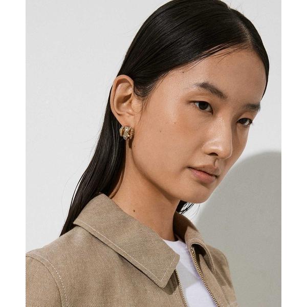 ピアス Aine エネ クリスタルスカルプチュアフープピアス レディース