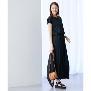 tシャツ 半袖 高身長　接触冷感・UVカット２点セット（トップス＋スカート）（トールサイズ） レディース