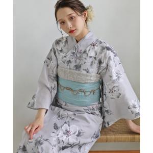 画像の 紫はちす帯+お任せ下駄つき◆最高級【綿麻浴衣】黒アヤメ菖蒲浴衣 SALE [浴衣 選べる帯] 妖艶 黒地×紫菖蒲 3点セット (ゆかた・平帯or