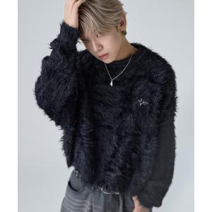 セーター ニット ワンポイントフェザーショートニット「UNISEX」 メンズ レディース