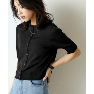 カーディガン uvカット 夏 半袖 「アイスクリーンプレミアム」クルーネック5分袖ニットカーディガン（持続冷感・接触冷感・毛玉になりにくい・UVカット・…
