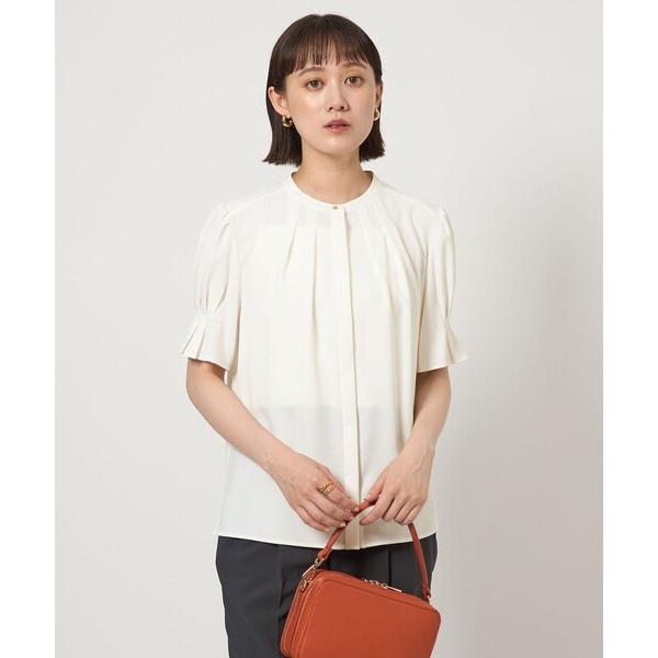 ブラウス シャツ 袖タック ショートスリーブ ブラウス レディース