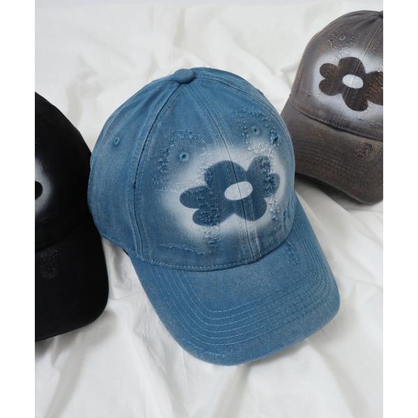 キャップ 帽子 スプレープリント＆ダメージ加工キャップ メンズ レディース