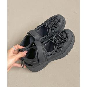 スニーカー 超軽量 厚底 メッシュ ベルクロ ス...の商品画像