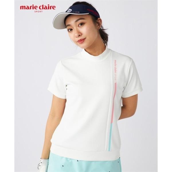 tシャツ marie claire sport ライトダンボールニット半袖モックネックシャツ（接触冷...