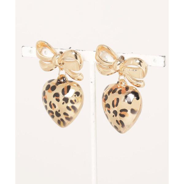 ピアス 「HIKA／ヒカ」リボンハートモチーフレオパードピアス レディース メンズ