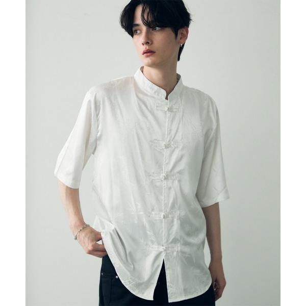 シャツ Over size band coller satin shirt / オーバーサイズバンド...