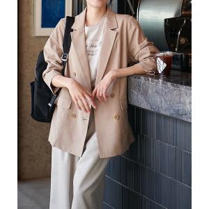 ジャケット テーラードジャケット リネンクロスダブルジャケット レディース