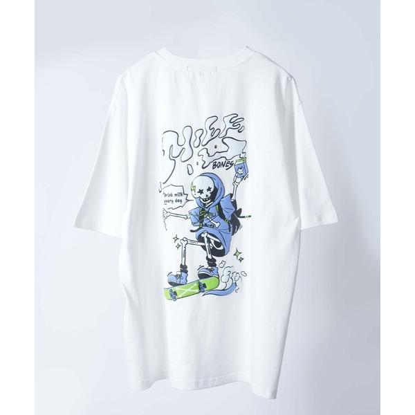 tシャツ skull print T-shirt/スカル バックプリント 半袖 クルーネック Tシャ...