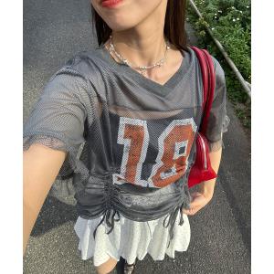 tシャツ メッシュナンバリングシャーリングTee レディース