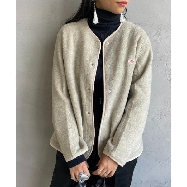 「DANTON」 ノーカラージャケット 38 グレイッシュベージュ レディース