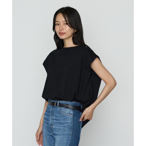 tシャツ コットン強撚ポンチ ショルダータックTシャツ レディース