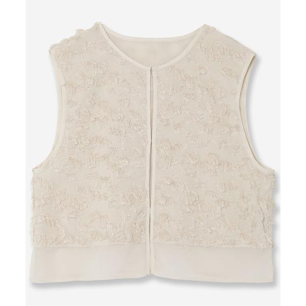 ベスト ジレ フサフサショートジレ レディース