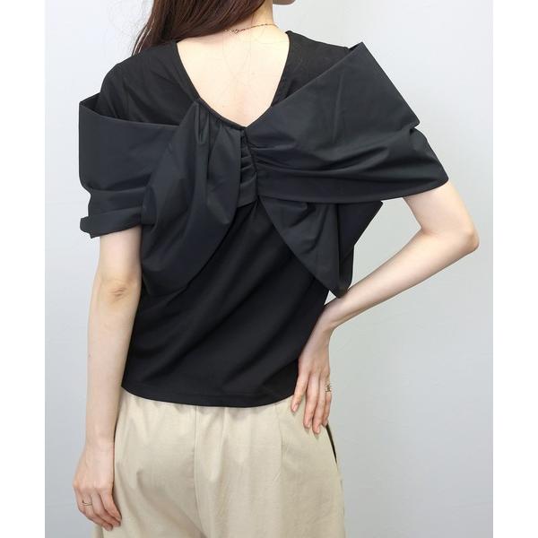 tシャツ 両Vネック異素材レイヤードプルオーバー レディース