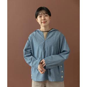 ブラウス シャツ セルヴィッチシャンブレー/ストライプ セーラーシャツ レディース