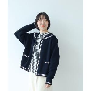 カーディガン 「WEB限定カラー」セーラーカラー 配色カーディガン レディース