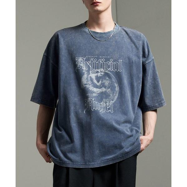 tシャツ 「CIYOT」ヴィンテージメイク グラフィックプリント ピグメント半袖Tシャツ メンズ レ...