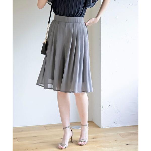 パンツ フロントタックシフォンキュロット レディース