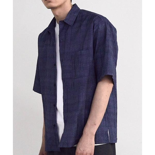 シャツ デニムライクワッシャー半袖シャツ メンズ