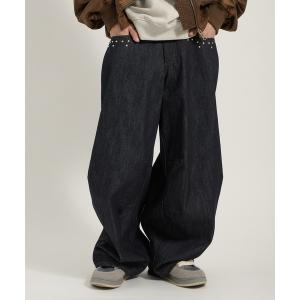 ジーンズ Studded Design Wide Balloon Pants／スタッズデザインワイドバルーンパンツ メンズ レディース