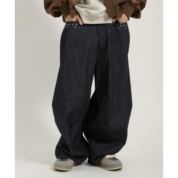 ジーンズ Studded Design Wide Balloon Pants／スタッズデザインワイド...