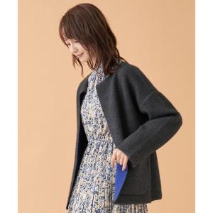 「en recre」 ノーカラージャケット 2 チャコール レディース