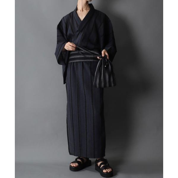 浴衣 しじら織り 浴衣 4点セット メンズ
