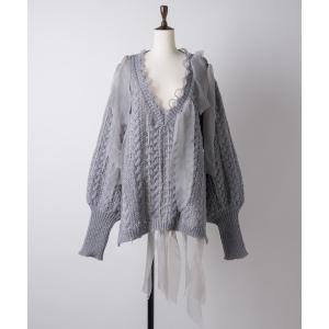 「J1U by LA BELLE ETUDE」 Vネックニット FREE グレー レディース