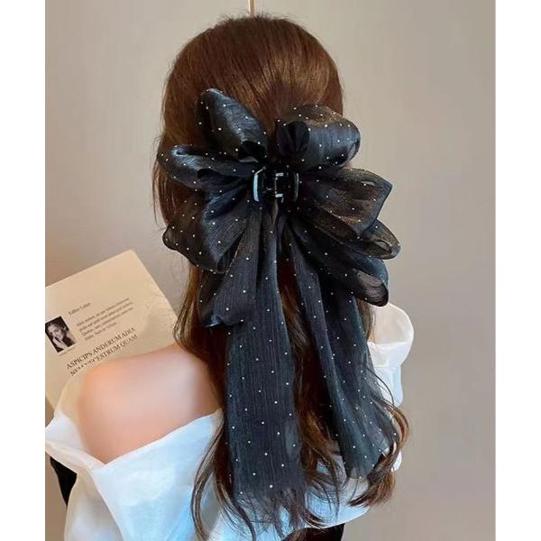ヘアクリップ ボリューム シフォン リボン バンスクリップ