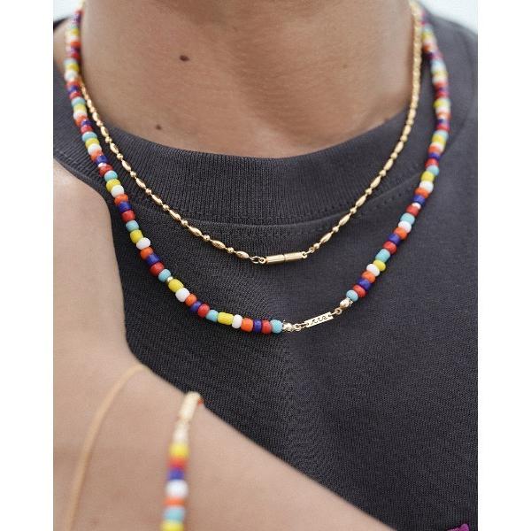 ネックレス アイコンプレートビーズネックレス メンズ