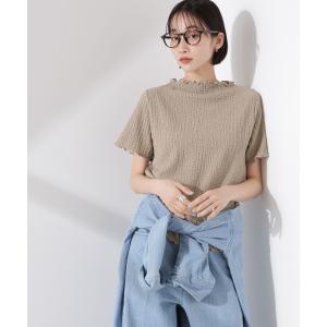 tシャツ シャーリングジャガード半袖ナロートップ...の商品画像