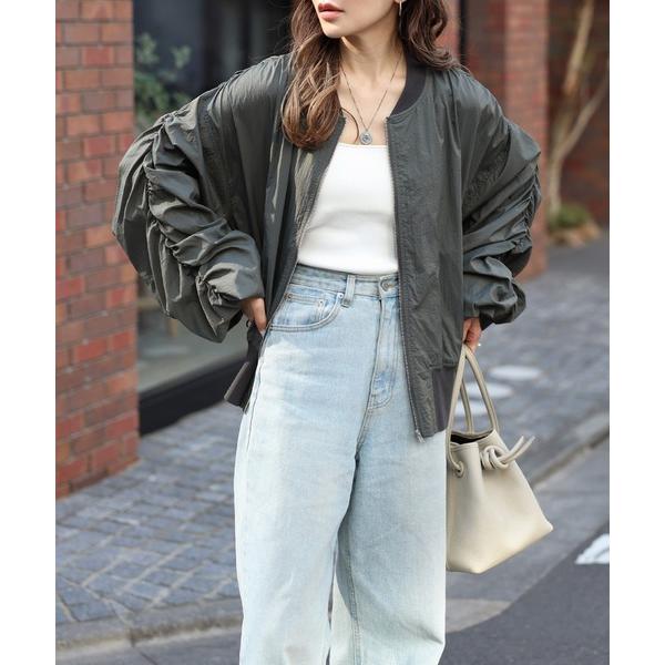 ブルゾン アウター 「撥水・UVカット」ギャザースリーブシアーブルゾン レディース