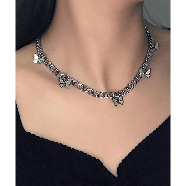 ネックレス バタフライチャームチェーンネックレス レディース メンズ