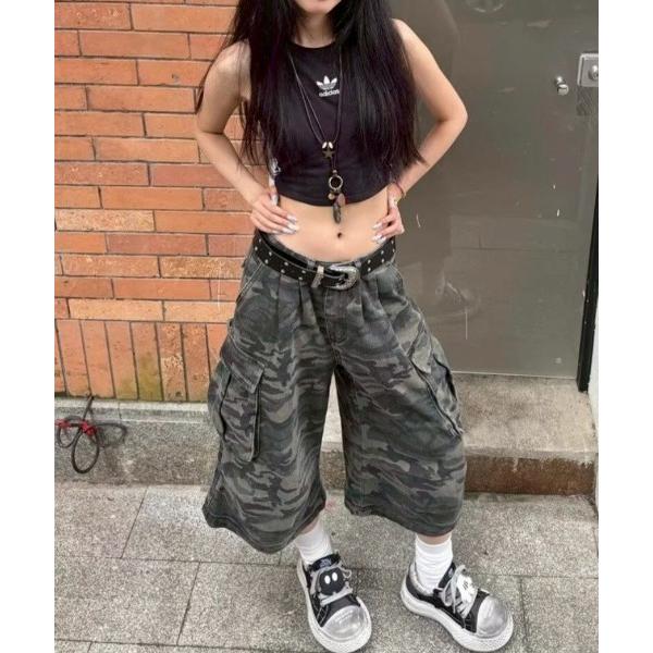 ハーフパンツ カーゴパンツ 短パン 「LAMPOON」迷彩カーゴハーフパンツ レディース