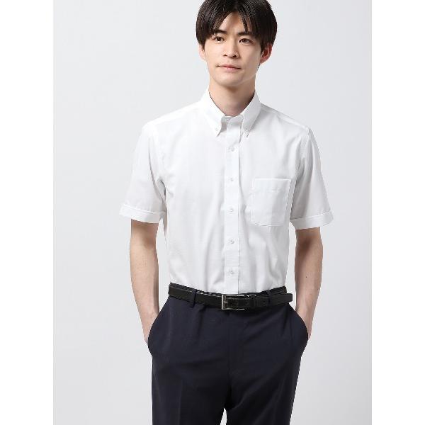 フォーマル シャツ 半袖ワイシャツ ノンアイロンストレッチ 3BLOCK ボタンダウンカラー BAS...