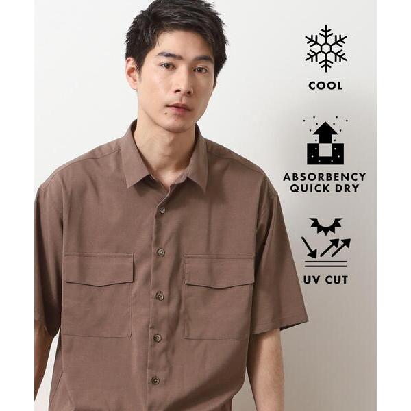 シャツ クールファイバーダブルフラップ半袖シャツ　接触冷感／吸水速乾／UVケア／軽量／セットアップ可...