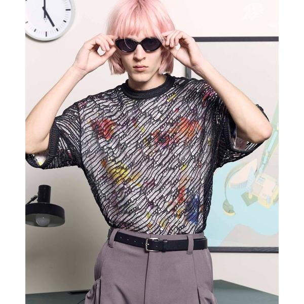 tシャツ 「UNISEX」Prime-Over Random Mesh Crew Neck Knit...