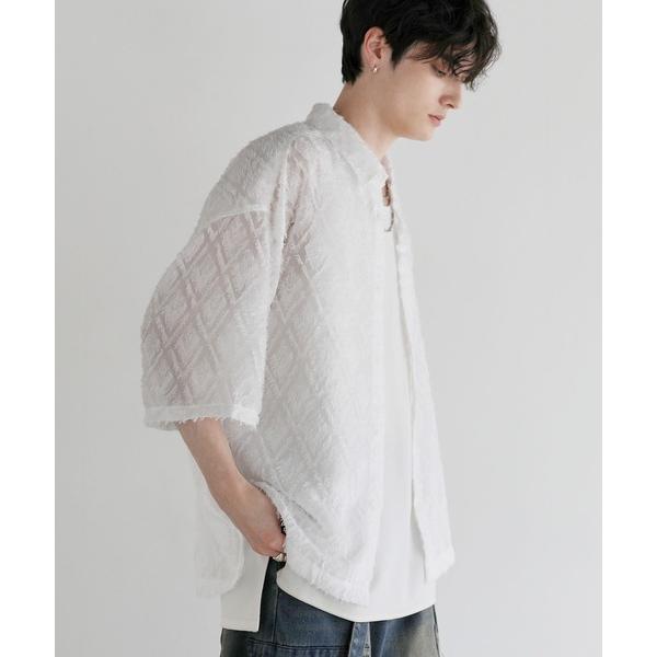 シャツ ルーズシルエットフリンジシアーハーフスリーブシャツ メンズ レディース